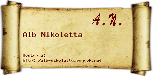 Alb Nikoletta névjegykártya